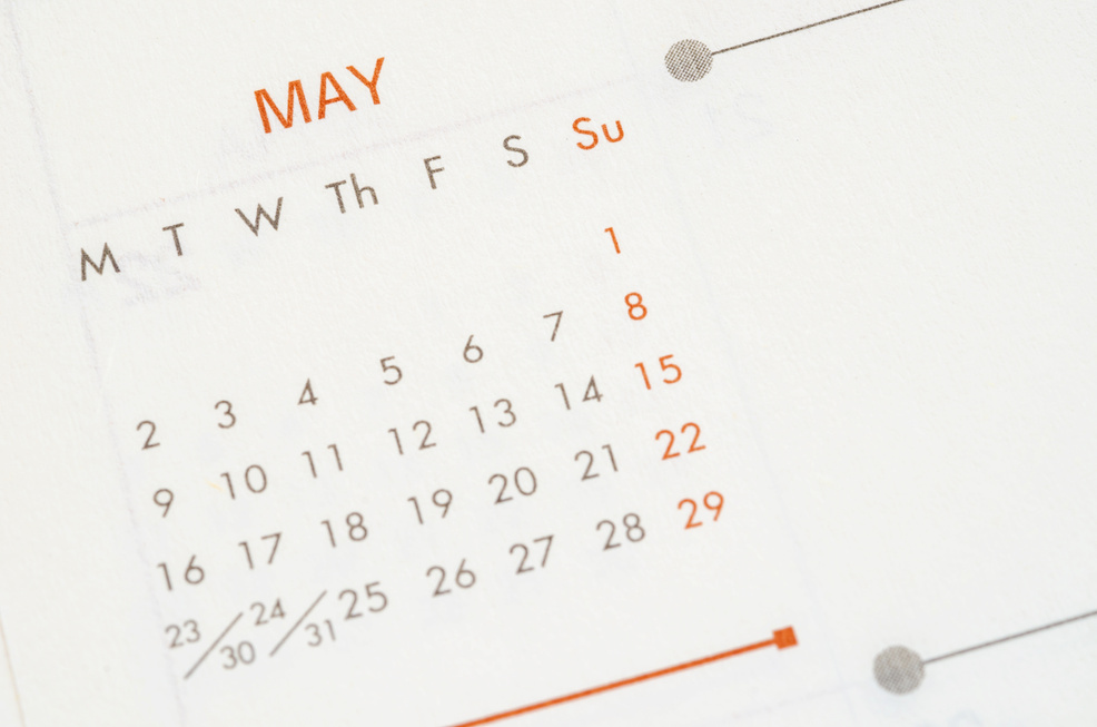 May calendar recycled paper